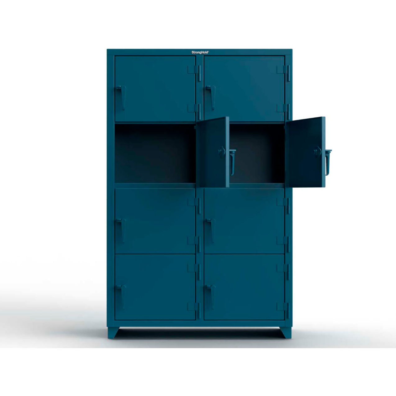 Strong Hold 4-Tier 8 Door Extra Heavy Duty Locker, 48"W x 24"D x 75"H, Blue, Assembled
