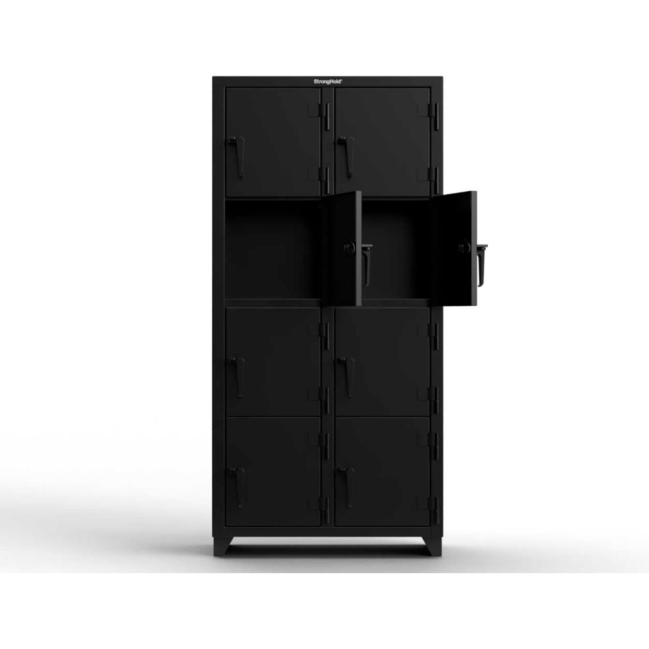 Strong Hold 4-Tier 8 Door Extra Heavy Duty Locker, 36"W x 18"D x 75"H, Black, Assembled