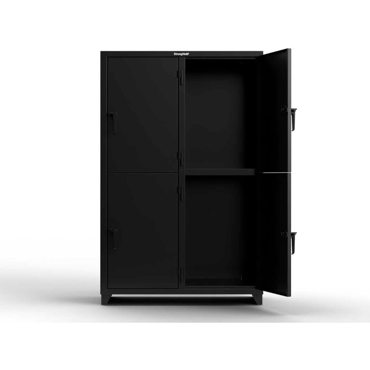 Strong Hold 2-Tier 4 Door Extra Heavy Duty Locker, 48"W x 24"D x 75"H, Black, Assembled