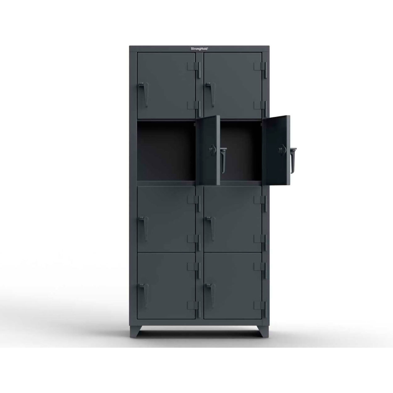 4-Tier 8 Door Extra Heavy Duty Locker, 36"W x 18"D x 75"H, Dark Gray, Assembled