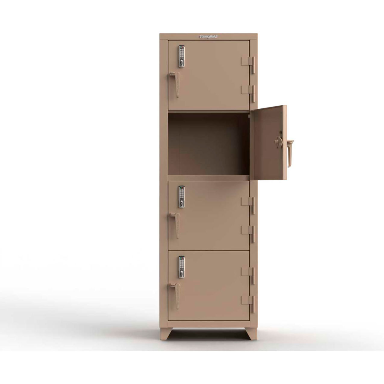 4-Tier 4 Door Extra Heavy Duty Digital Locker, 24"W x 24"D x 75"H, Beige, Assembled