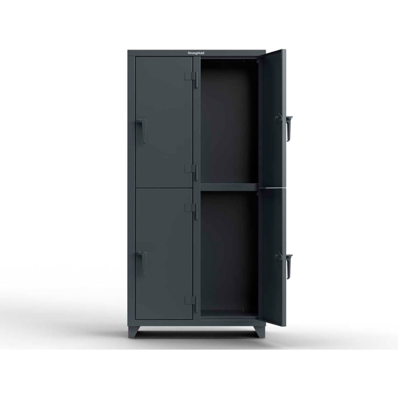 Strong Hold 2-Tier 4 Door Extra Heavy Duty Locker, 36"W x 18"D x 75"H, Dark Gray, Assembled