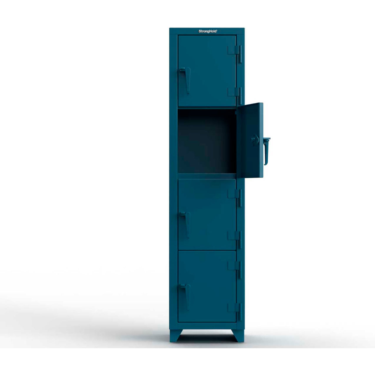 4-Tier 4 Door Extra Heavy Duty Locker, 18"W x 18"D x 75"H, Blue, Assembled