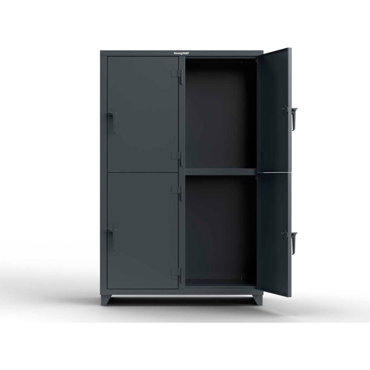 Strong Hold 2-Tier 4 Door Extra Heavy Duty Locker, 48"W x 24"D x 75"H, Dark Gray, Assembled