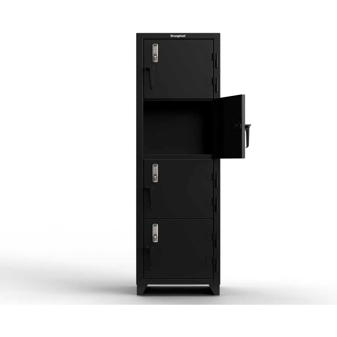 4-Tier 4 Door Extra Heavy Duty Digital Locker, 24"W x 24"D x 75"H, Black, Assembled