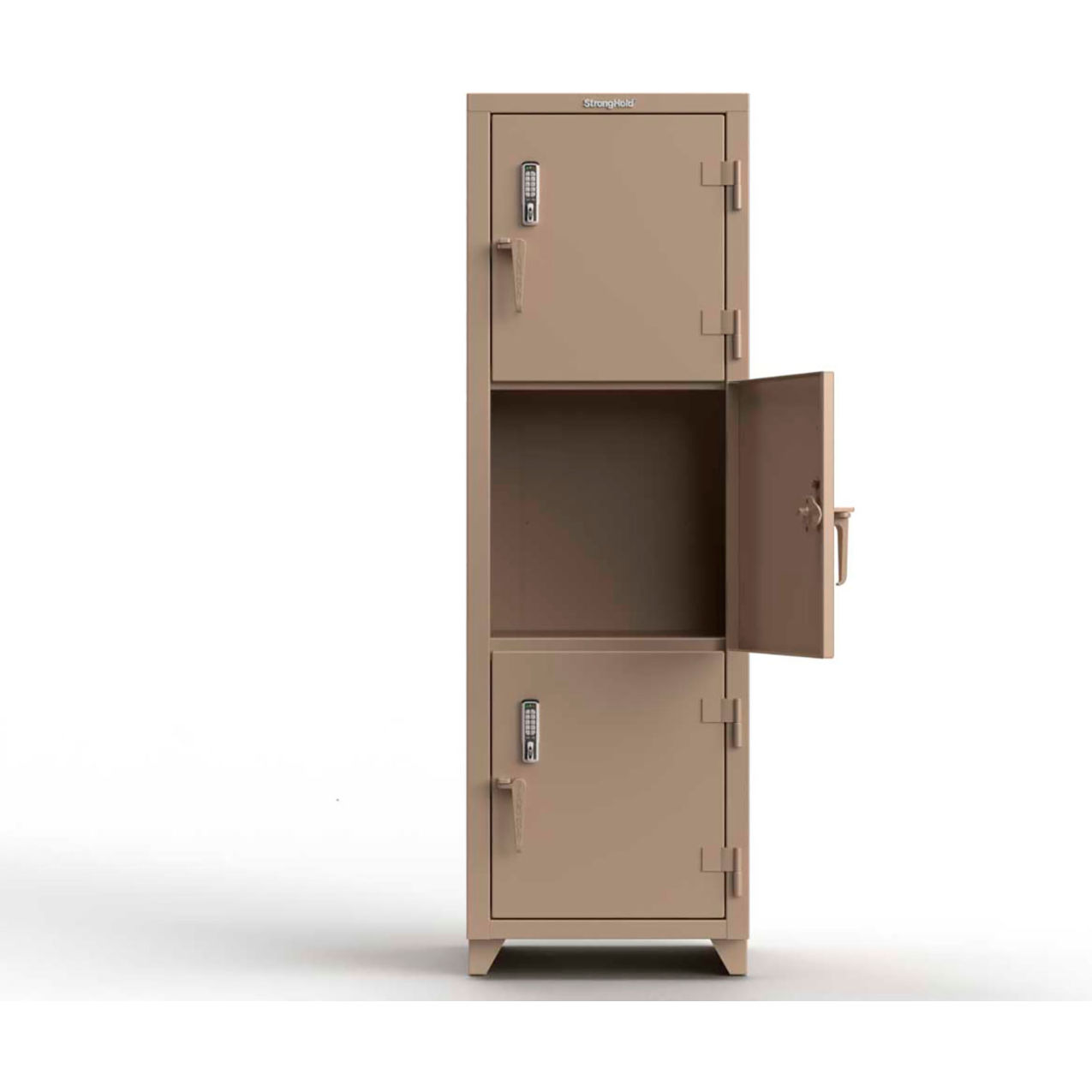 3-Tier 3 Door Extra Heavy Duty Digital Locker, 24"W x 24"D x 75"H, Beige, Assembled