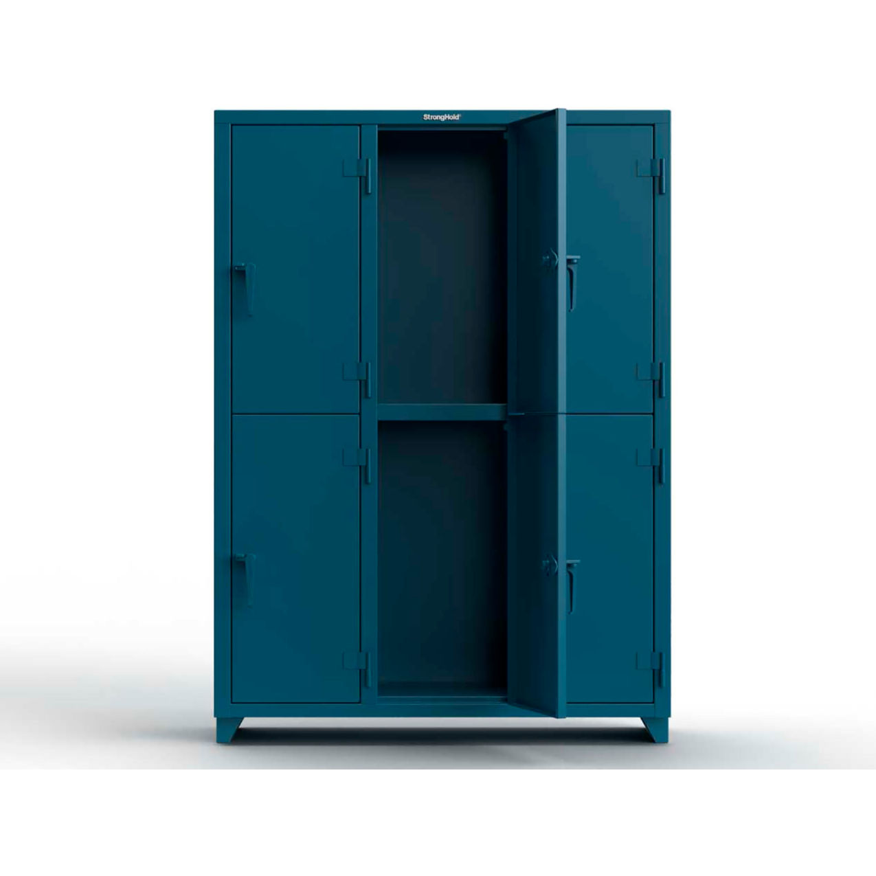 Strong Hold 2-Tier 6 Door Extra Heavy Duty Locker, 54"W x 18"D x 75"H, Blue, Assembled