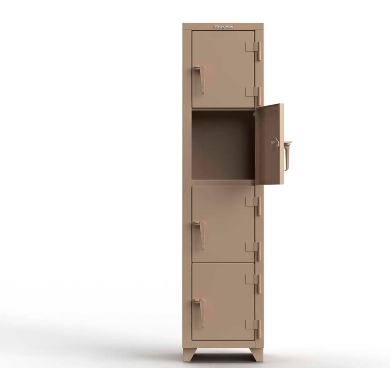 Strong Hold 4-Tier 4 Door Extra Heavy Duty Locker, 18"W x 18"D x 75"H, Beige, Assembled
