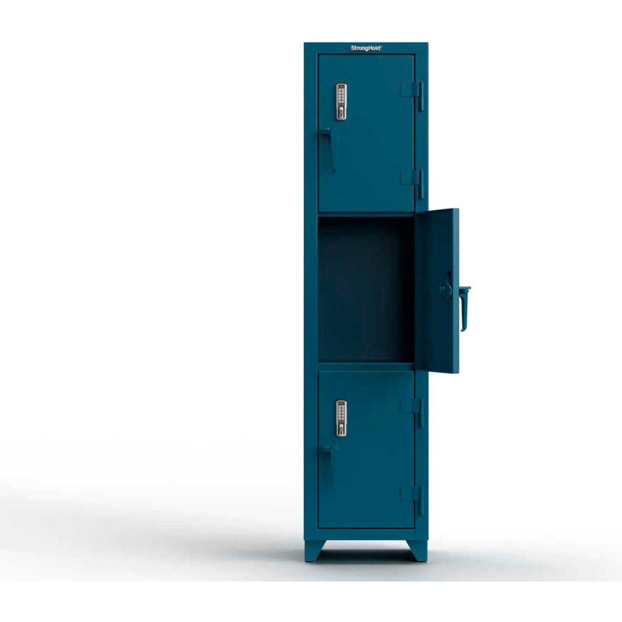3-Tier 3 Door Extra Heavy Duty Digital Locker, 18"W x 18"D x 75"H, Blue, Assembled
