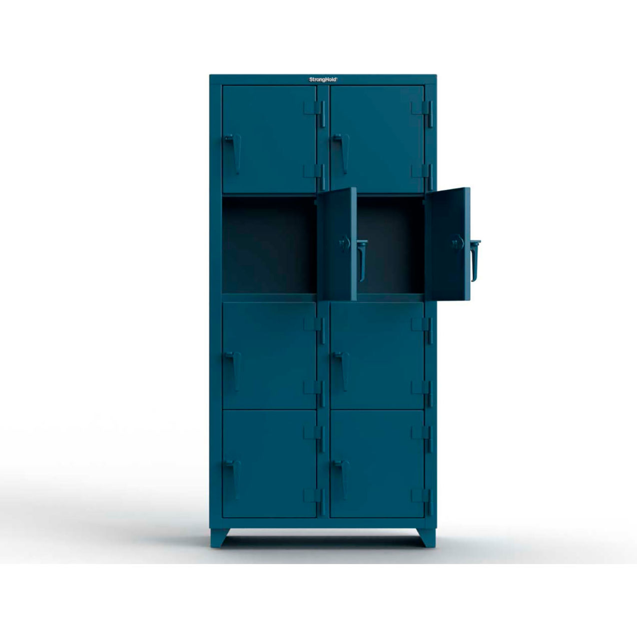Strong Hold 4-Tier 8 Door Extra Heavy Duty Locker, 36"W x 18"D x 75"H, Blue, Assembled