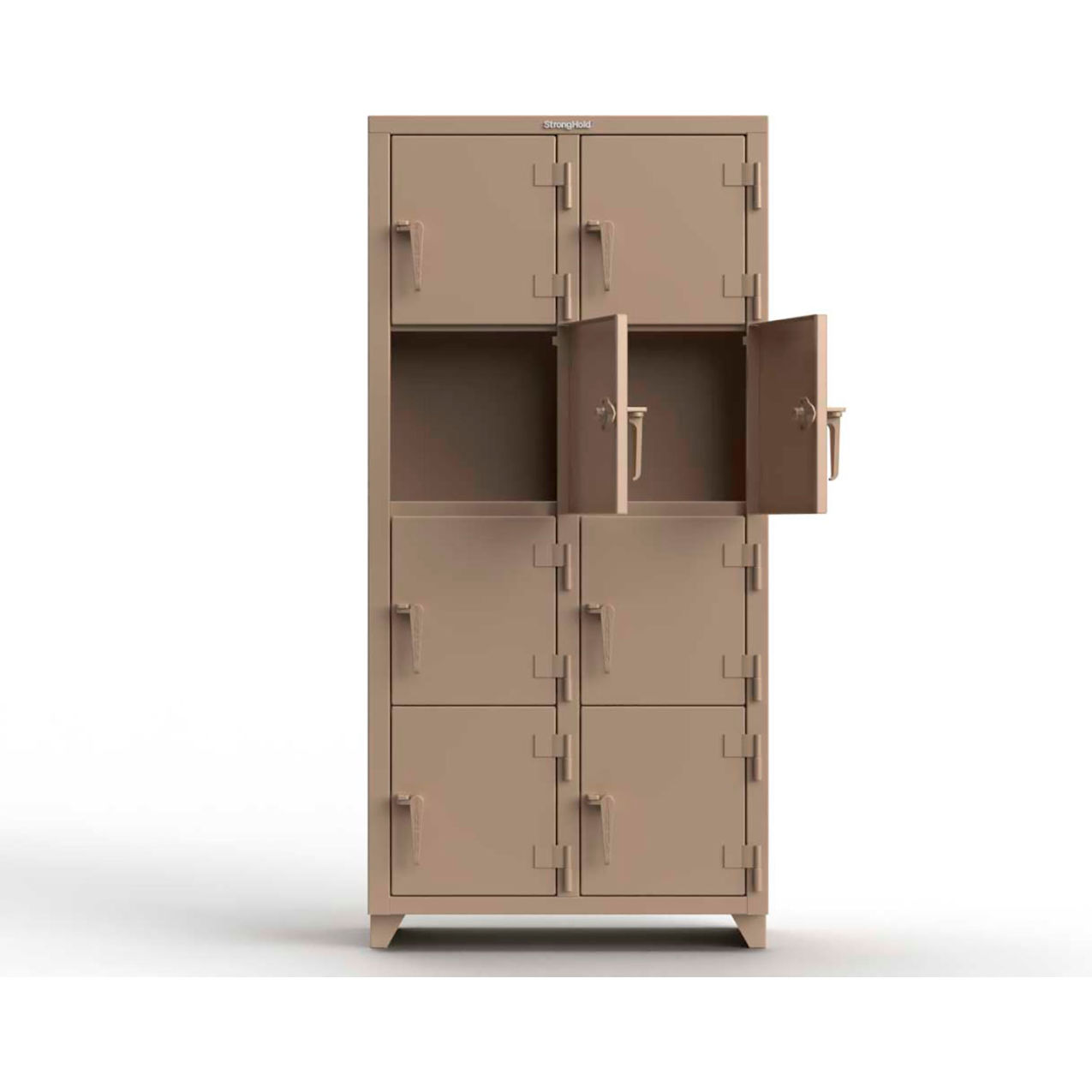 Strong Hold 4-Tier 8 Door Extra Heavy Duty Locker, 36"W x 18"D x 75"H, Beige, Assembled