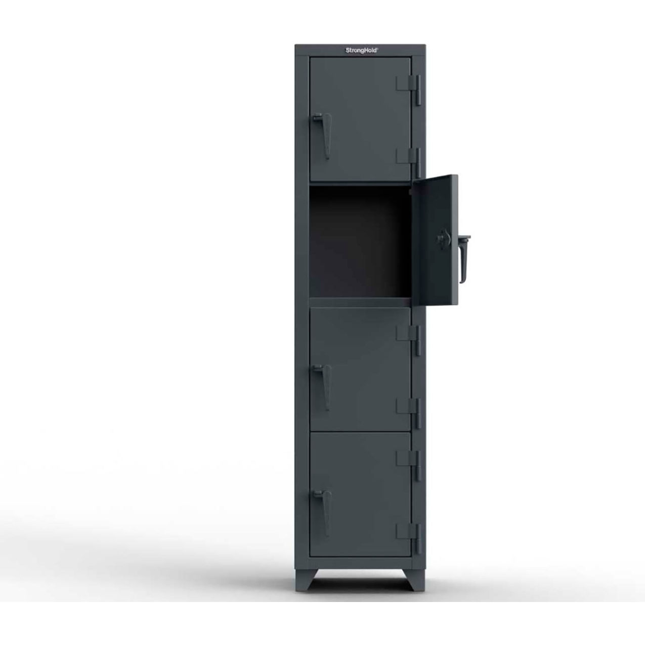 4-Tier 4 Door Extra Heavy Duty Locker, 18"W x 18"D x 75"H, Dark Gray, Assembled