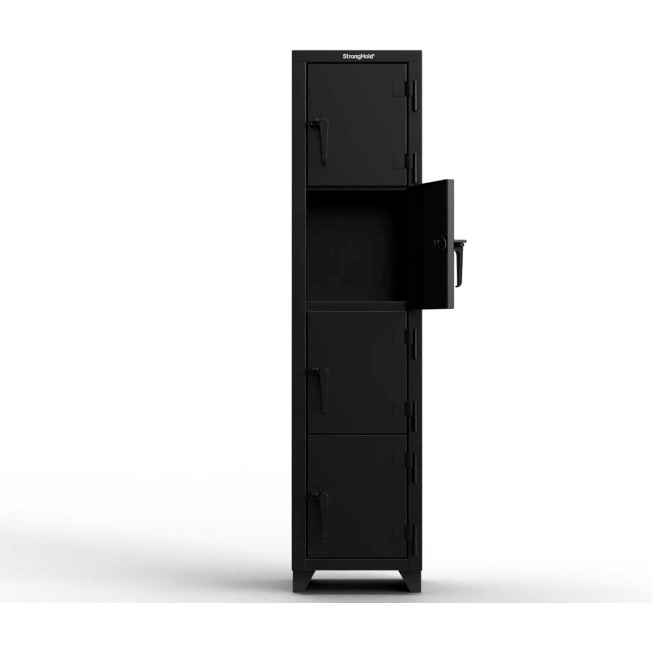4-Tier 4 Door Extra Heavy Duty Locker, 18"W x 18"D x 75"H, Black, Assembled