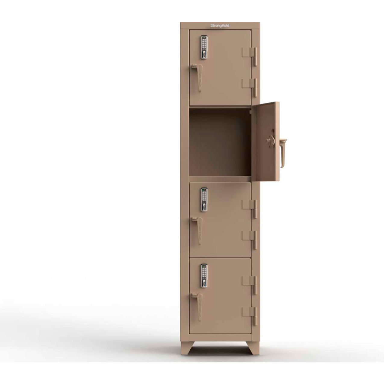 4-Tier 4 Door Extra Heavy Duty Digital Locker, 18"W x 18"D x 75"H, Beige, Assembled