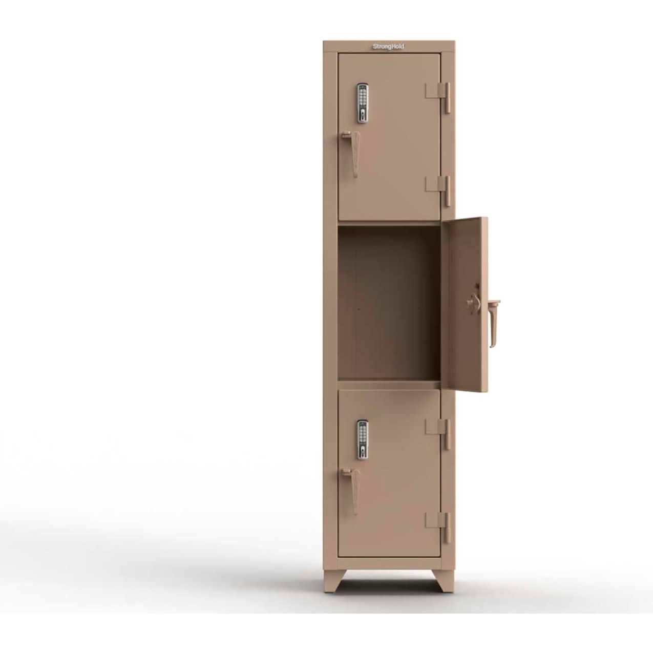 3-Tier 3 Door Extra Heavy Duty Digital Locker, 18"W x 18"D x 75"H, Beige, Assembled