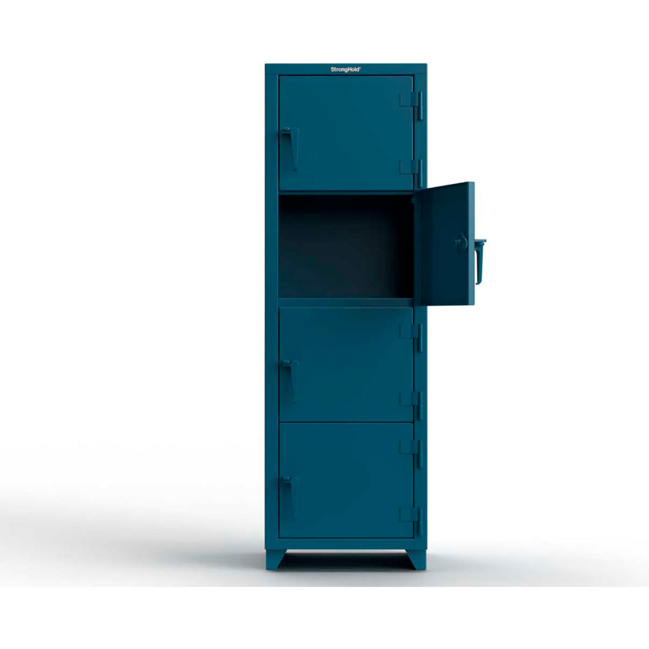 4-Tier 4 Door Extra Heavy Duty Locker, 24"W x 24"D x 75"H, Blue, Assembled