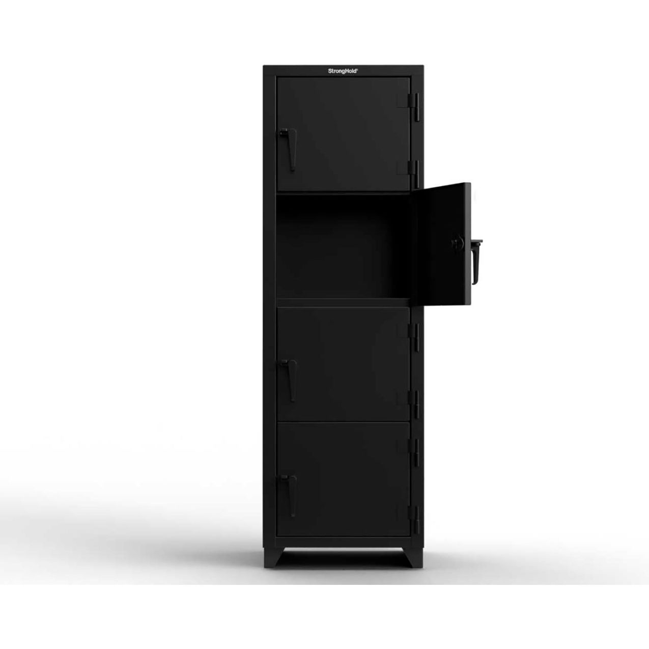 4-Tier 4 Door Extra Heavy Duty Locker, 24"W x 24"D x 75"H, Black, Assembled