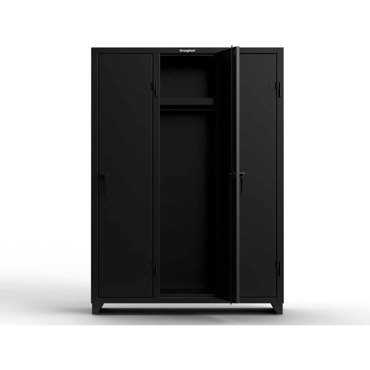1-Tier 3 Door Extra Heavy Duty Locker, 54"W x 18"D x 75"H, Black, Assembled