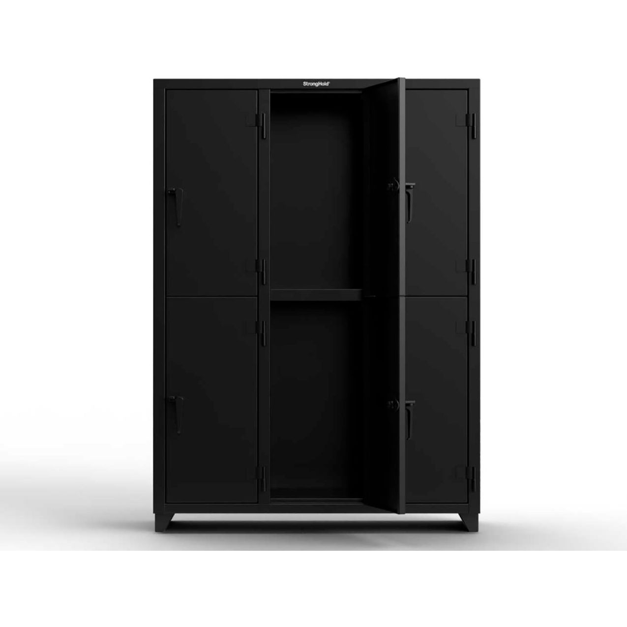 Strong Hold 2-Tier 6 Door Extra Heavy Duty Locker, 54"W x 18"D x 75"H, Black, Assembled
