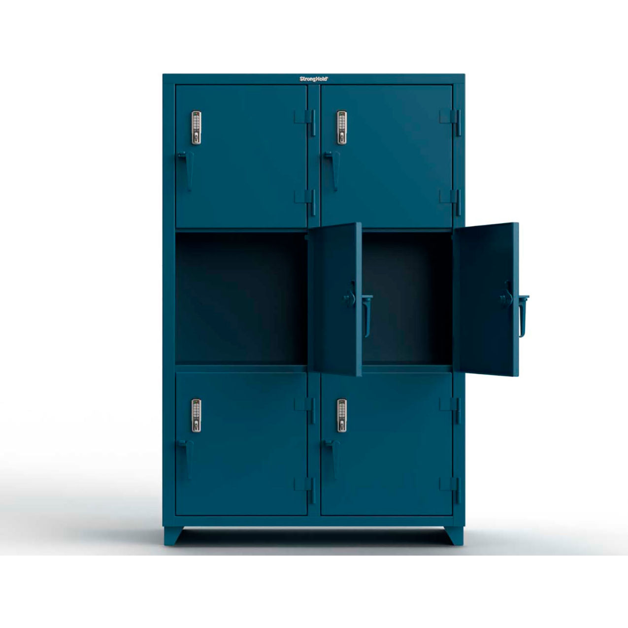 3-Tier 6 Door Extra Heavy Duty Digital Locker, 48"W x 24"D x 75"H, Blue, Assembled