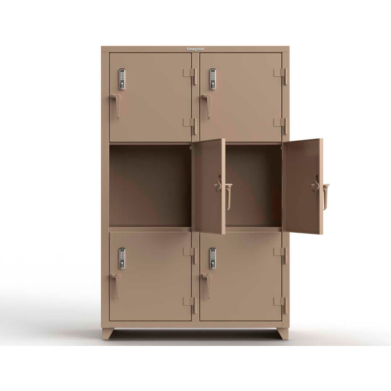 Strong Hold 3-Tier 6 Door Extra Heavy Duty Digital Locker, 48"W x 24"D x 75"H, Beige, Assembled