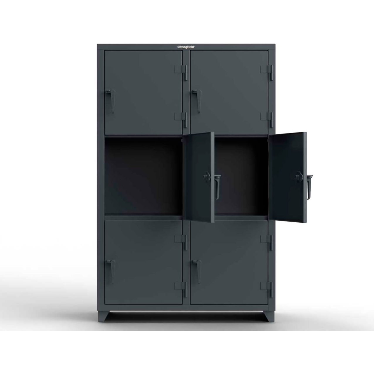 3-Tier 6 Door Extra Heavy Duty Locker, 48"W x 24"D x 75"H, Dark Gray, Assembled
