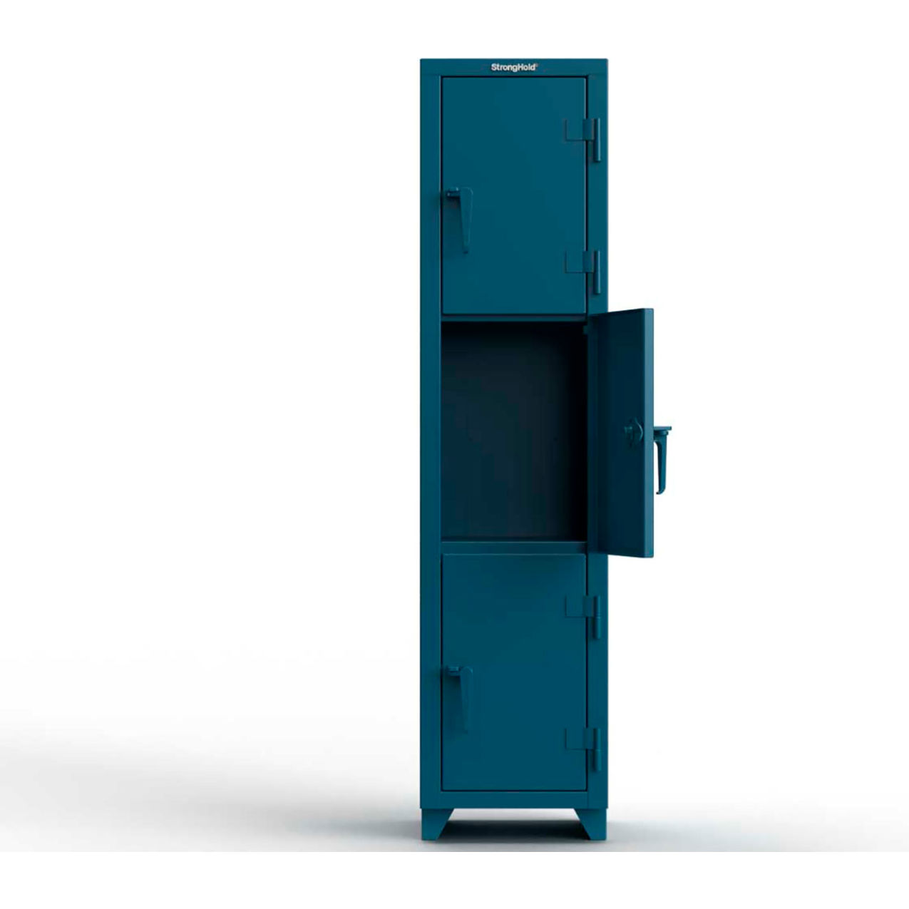 3-Tier 3 Door Extra Heavy Duty Locker, 18"W x 18"D x 75"H, Blue, Assembled