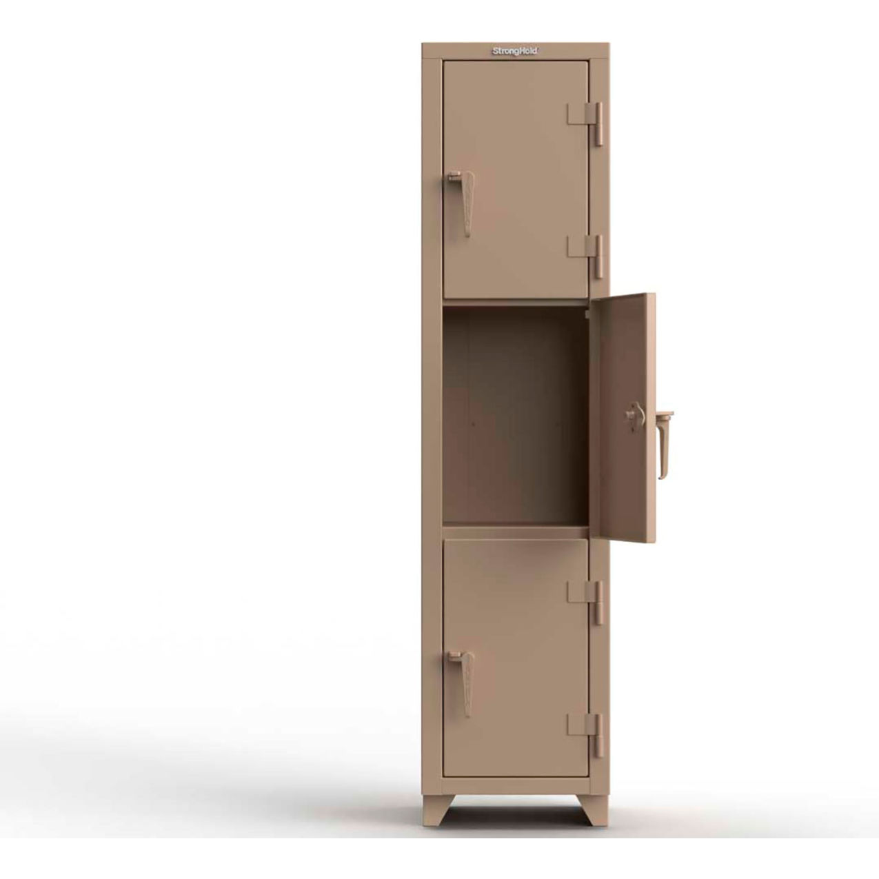 3-Tier 3 Door Extra Heavy Duty Locker, 18"W x 18"D x 75"H, Beige, Assembled