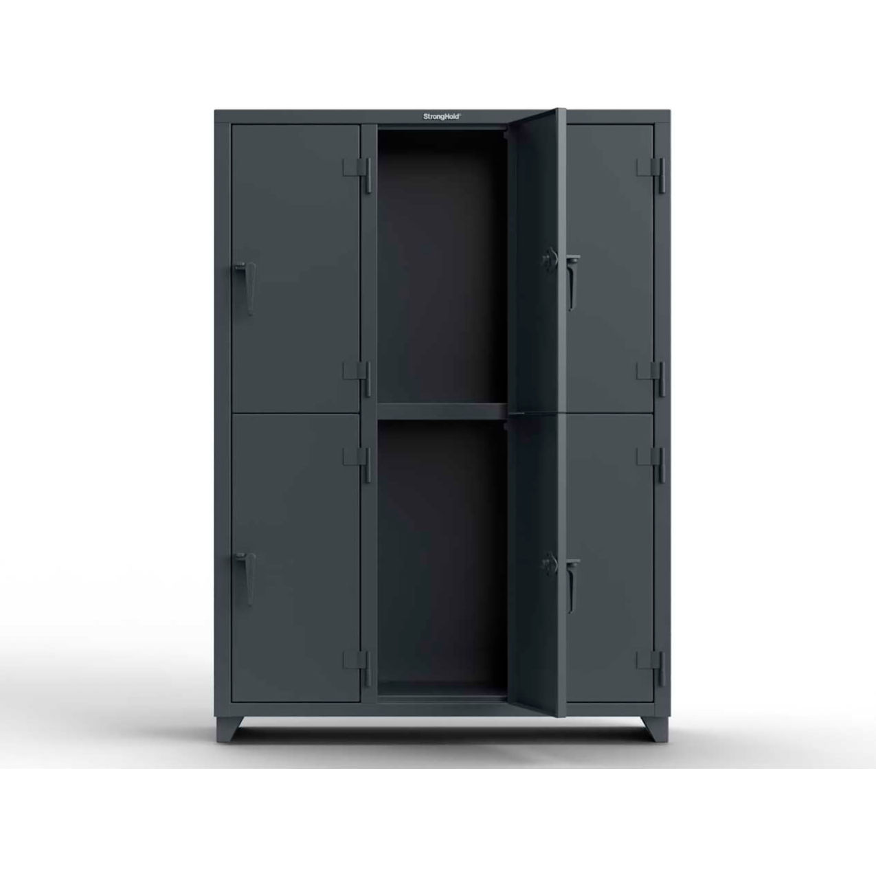 Strong Hold 2-Tier 6 Door Extra Heavy Duty Locker, 54"W x 18"D x 75"H, Dark Gray, Assembled