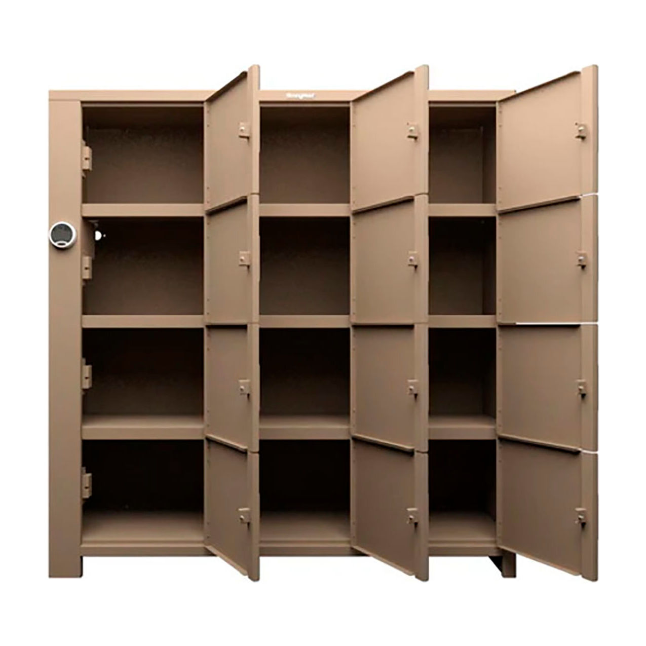 4-Tier 12 Solid Door Smart Access Locker, 72"W x 24"D x 75"H, Beige, Assembled