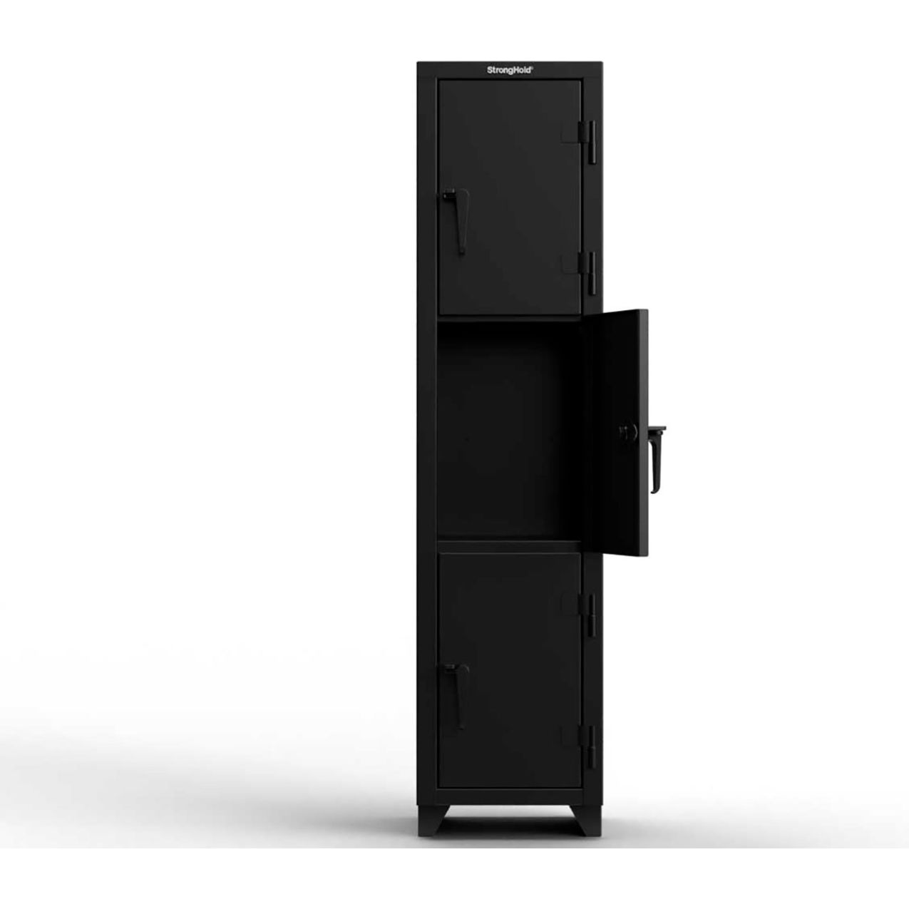 3-Tier 3 Door Extra Heavy Duty Locker, 18"W x 18"D x 75"H, Black, Assembled