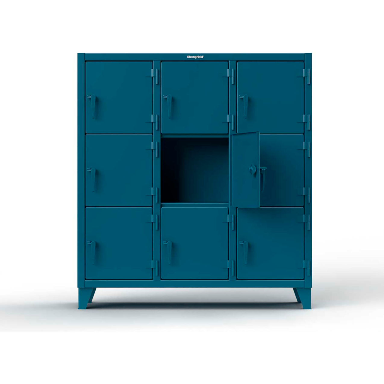 Strong Hold 3-Tier 6 Door Extreme Duty Locker, 42"W x 18"D x 68"H, Blue, Assembled
