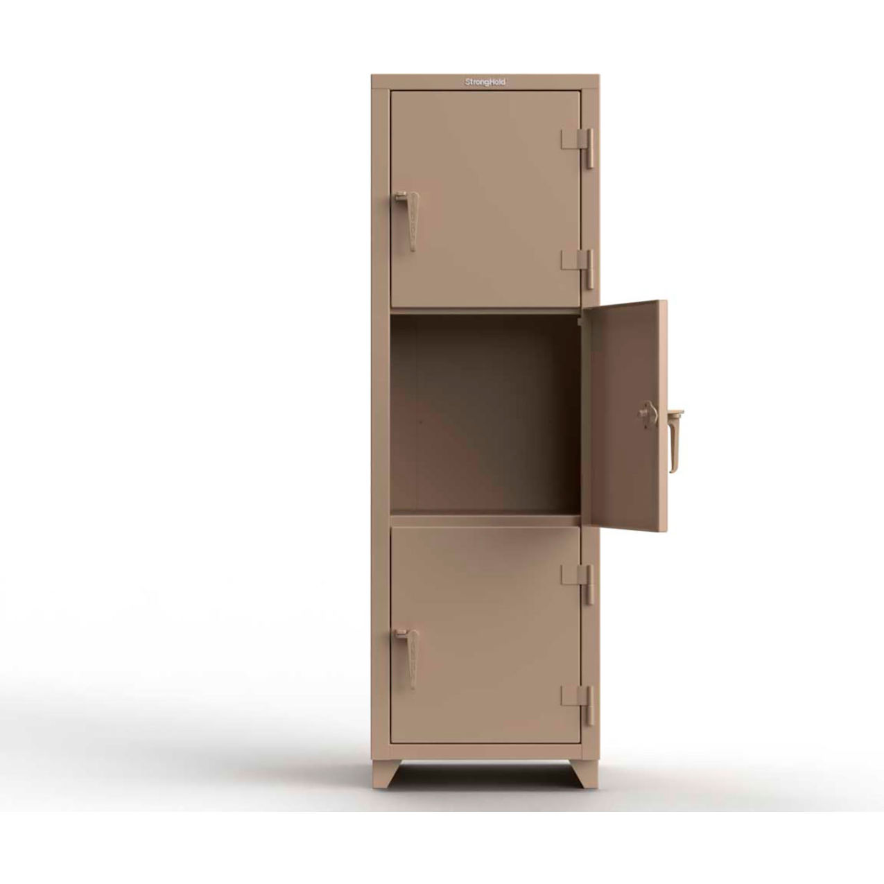 3-Tier 3 Door Extra Heavy Duty Locker, 24"W x 24"D x 75"H, Beige, Assembled