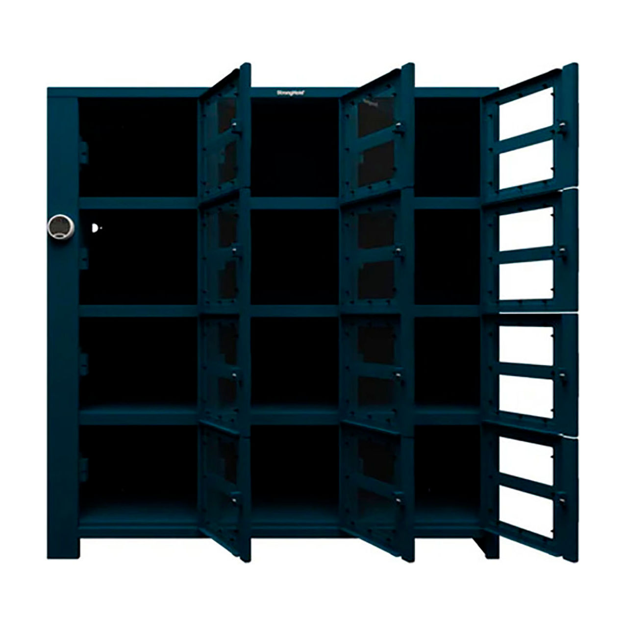 4-Tier 12 Clear View Door Smart Access Locker, 72"W x 24"D x 75"H, Blue, Assembled