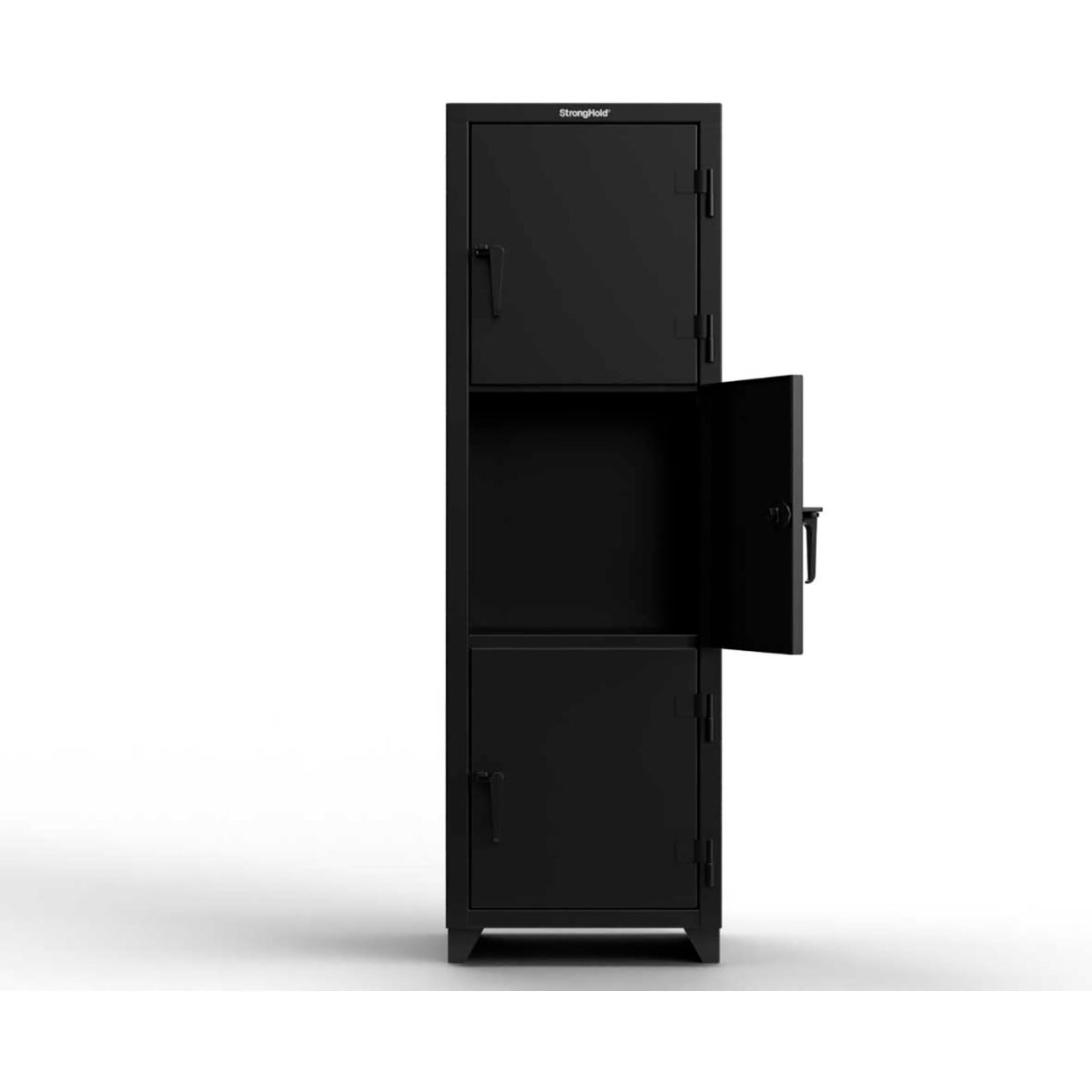 Strong Hold 3-Tier 3 Door Extra Heavy Duty Locker, 24"W x 24"D x 75"H, Black, Assembled