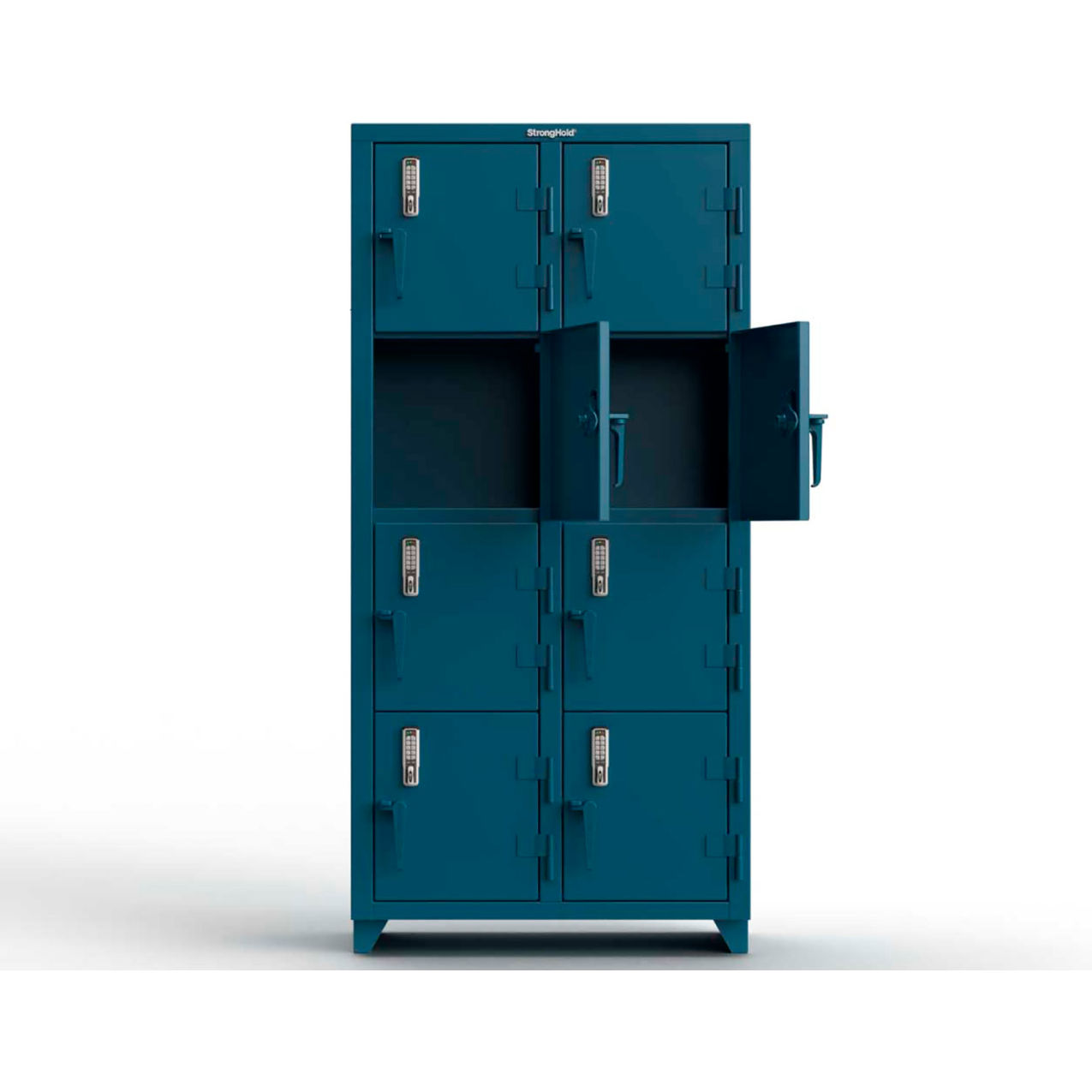 4-Tier 8 Door Extra Heavy Duty Digital Locker, 36"W x 18"D x 75"H, Blue, Assembled
