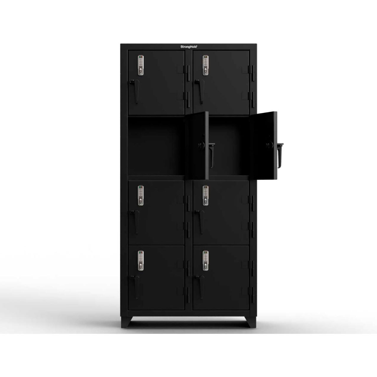 4-Tier 8 Door Extra Heavy Duty Digital Locker, 36"W x 18"D x 75"H, Black, Assembled