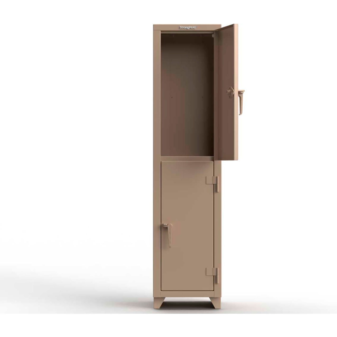 2-Tier 2 Door Extra Heavy Duty Locker, 18"W x 18"D x 75"H, Beige, Assembled