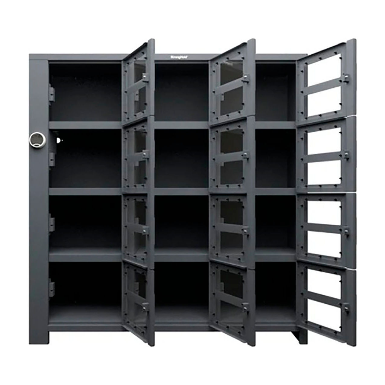 4-Tier 12 Clear View Door Smart Access Locker, 72"W x 24"D x 75"H, Dark Gray, Assembled