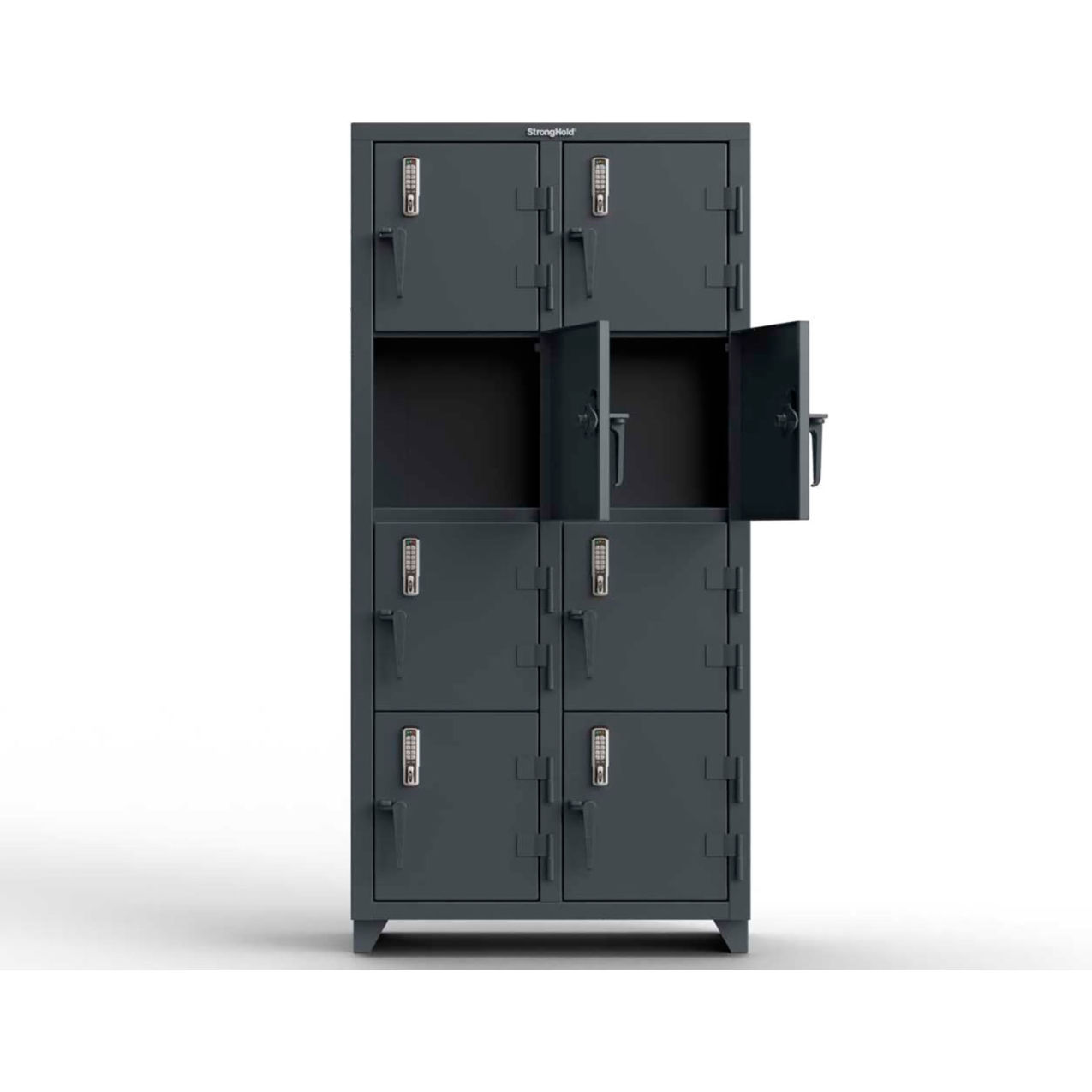 4-Tier 8 Door Extra Heavy Duty Digital Locker, 36"W x 18"D x 75"H, Dark Gray, Assembled