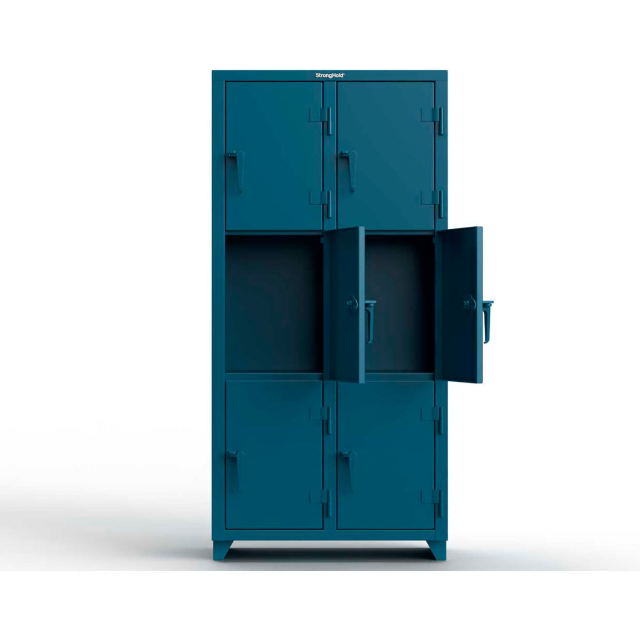3-Tier 6 Door Extra Heavy Duty Locker, 36"W x 18"D x 75"H, Blue, Assembled