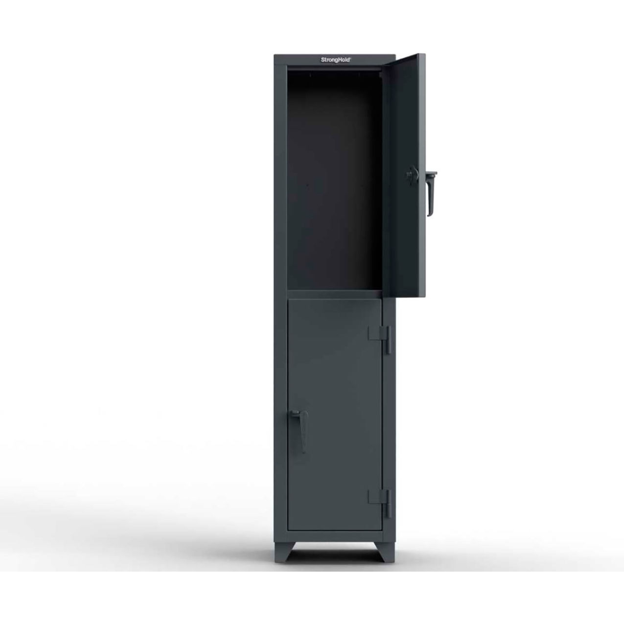 2-Tier 2 Door Extra Heavy Duty Locker, 18"W x 18"D x 75"H, Dark Gray, Assembled