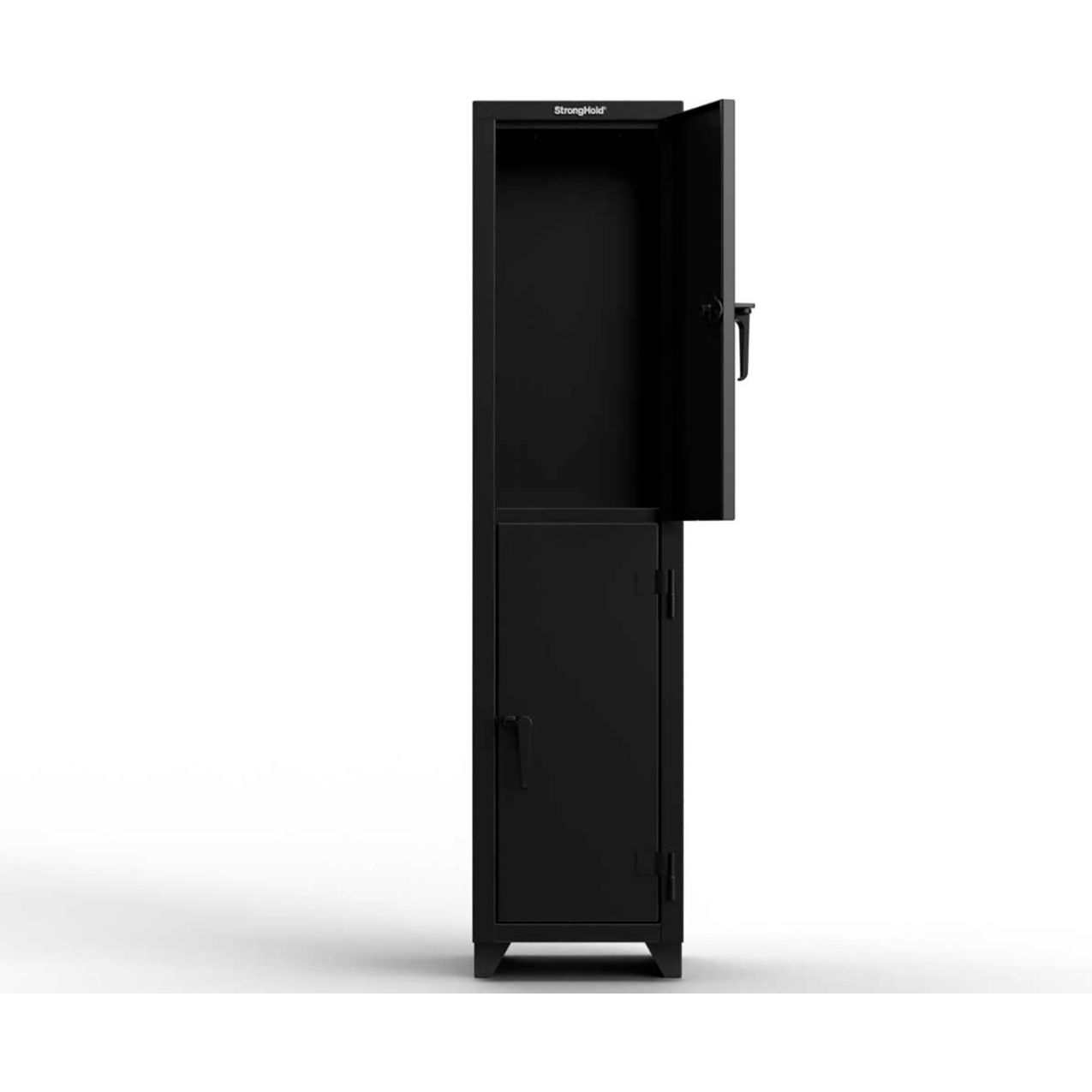2-Tier 2 Door Extra Heavy Duty Locker, 18"W x 18"D x 75"H, Black, Assembled