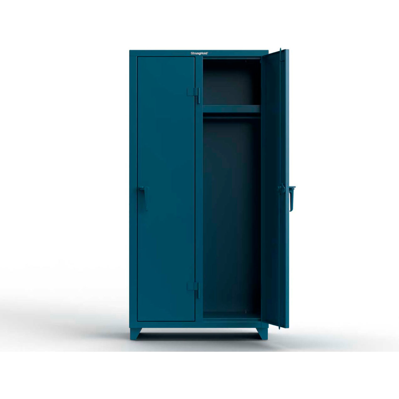 Strong Hold 1-Tier 2 Door Extra Heavy Duty Locker, 36"W x 18"D x 75"H, Blue, Assembled