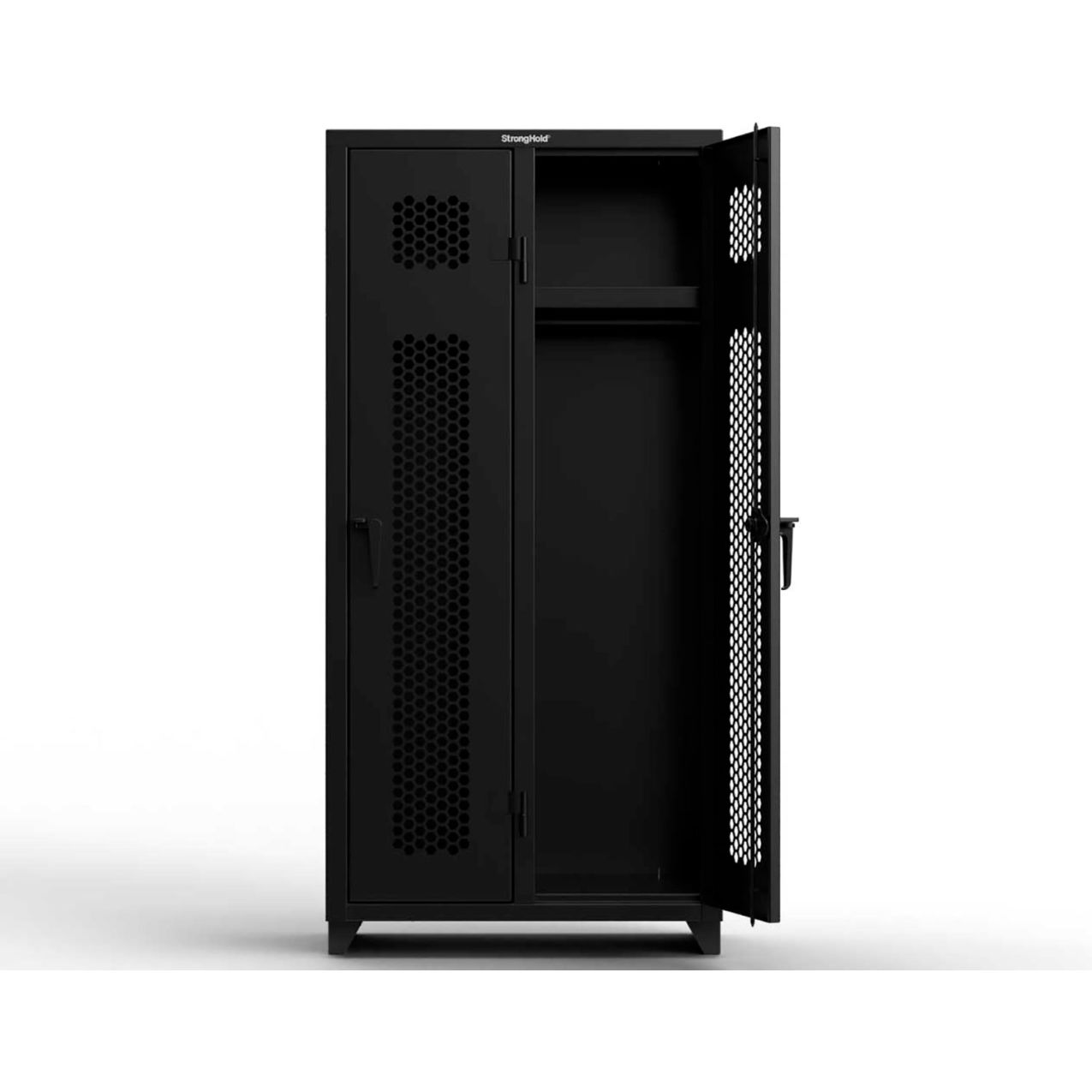 1-Tier 2 Door Extra Heavy Duty Ventilated Locker, 36"W x 18"D x 75"H, Black, Assembled