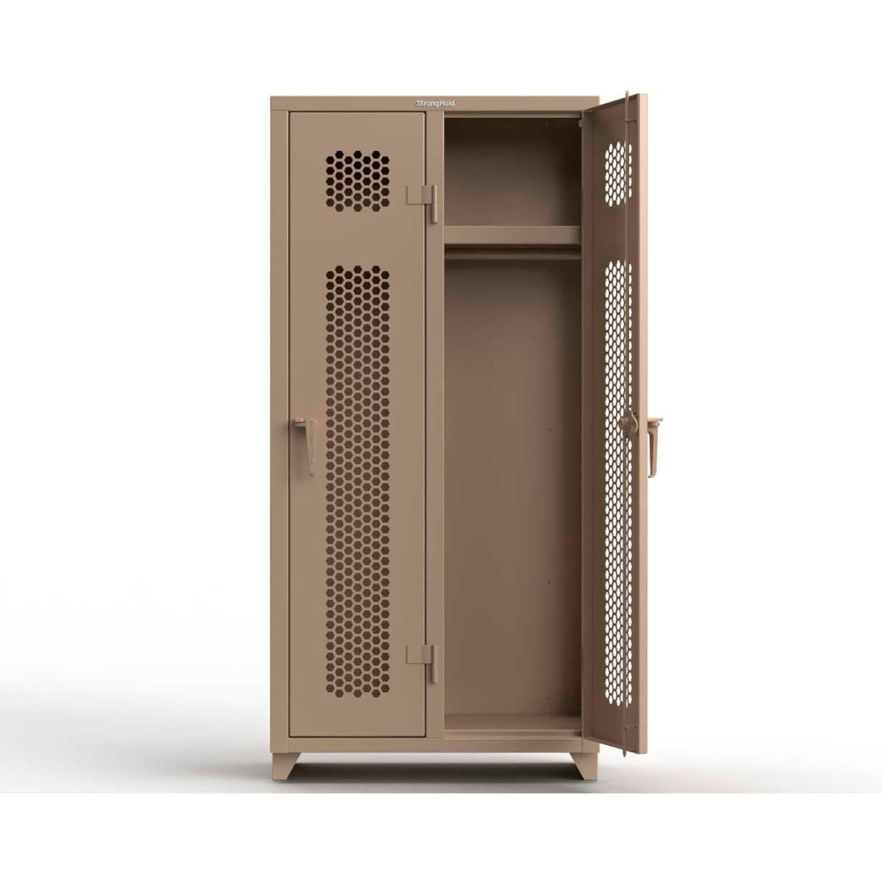 1-Tier 2 Door Extra HD Ventilated Locker, 36"W x 18"D x 75"H, Beige, Assembled