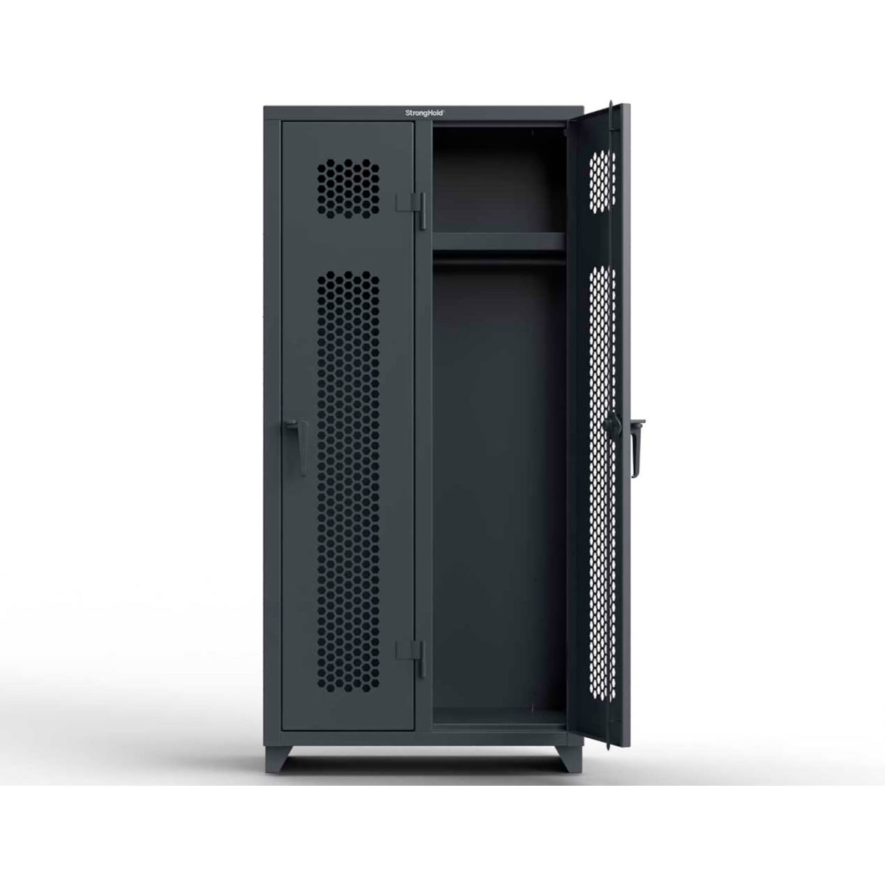 1-Tier 2 Door Extra HD Ventilated Locker, 36"W x 18"D x 75"H, Dark Gray, Assembled