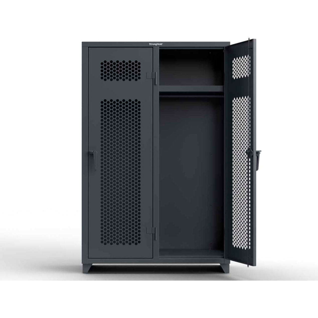 1-Tier 2 Door Extra HD Ventilated Locker, 48"W x 24"D x 75"H, Dark Gray, Assembled