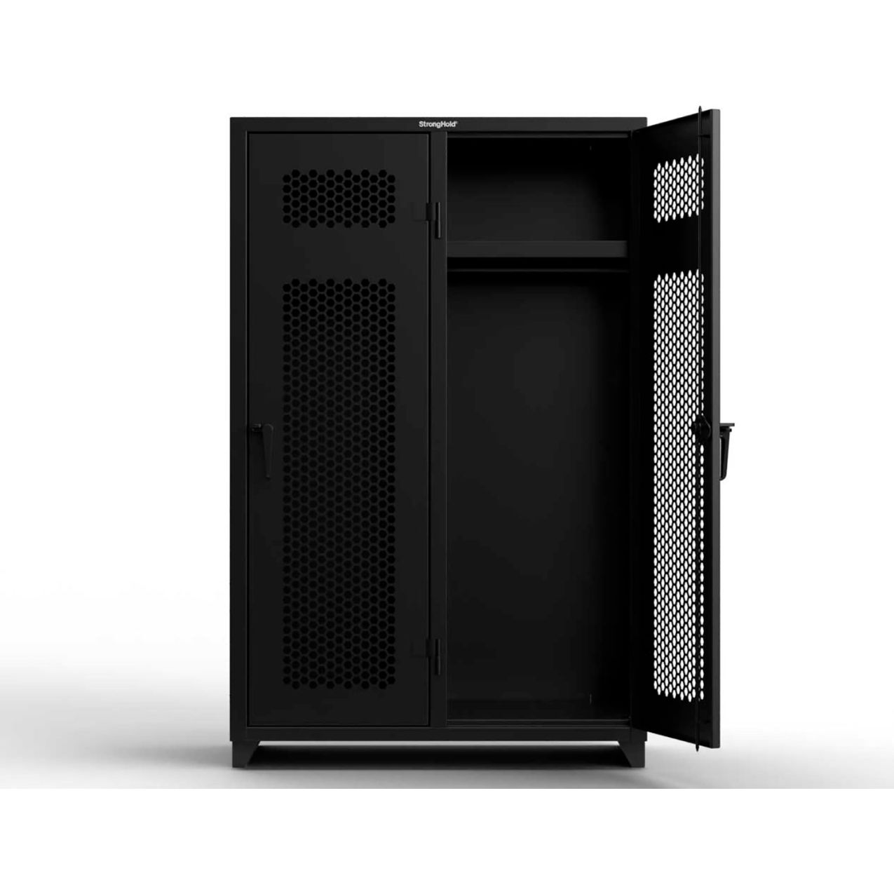 1-Tier 2 Door Extra HD Ventilated Locker, 48"W x 24"D x 75"H, Black, Assembled