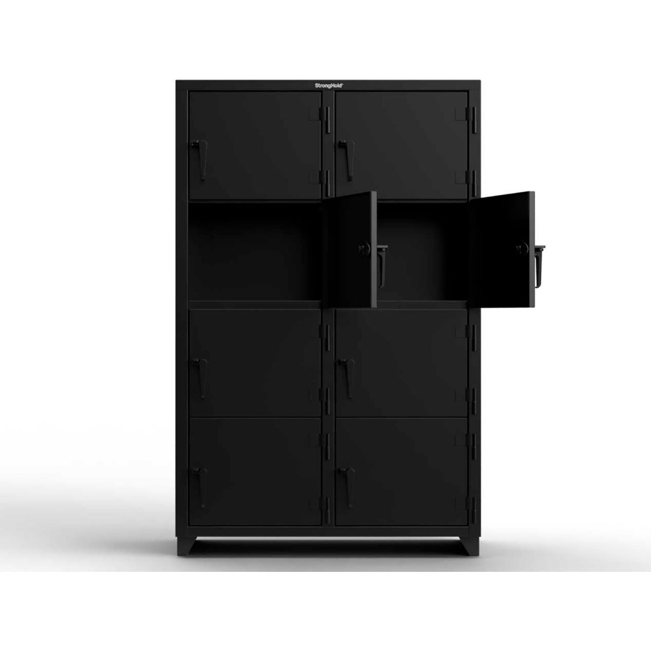 Strong Hold 4-Tier 8 Door Extra Heavy Duty Locker, 48"W x 24"D x 75"H, Black, Assembled